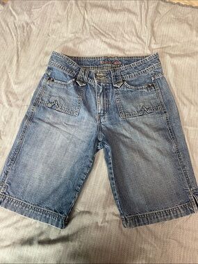 Riders by Lee Faded Blue Denim Shorts with Orange Logo